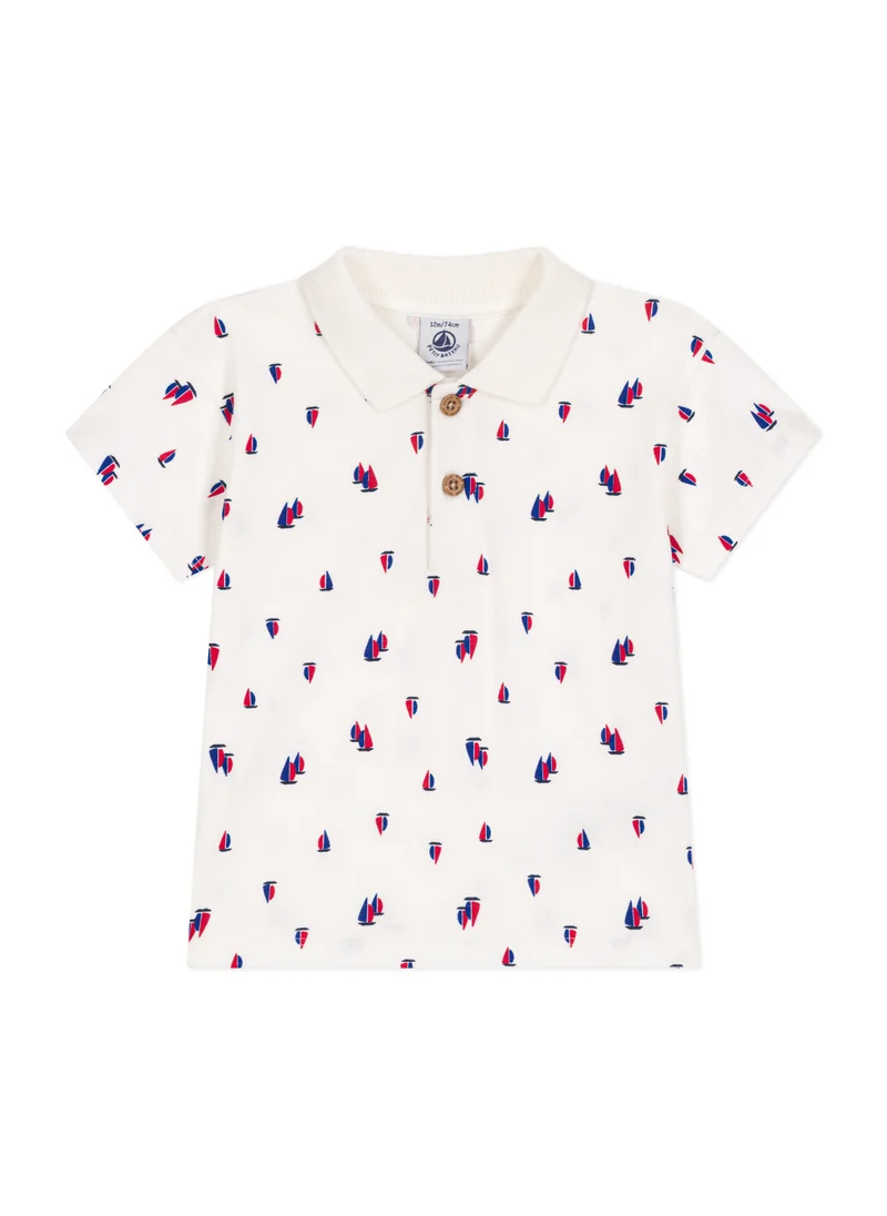 Petit Bateau Babies' short-sleeved fine jersey polo shirt