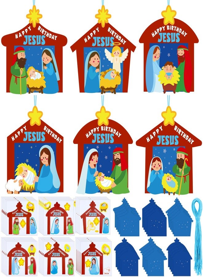 Noveread 30 Sets Happy Birthday Jesus Christmas Crafts DIY Christian Religious Happy Birthday Christmas Tree Ornaments Jesus Sunday School Craft for Xmas Home DIY Activities - Image 2
