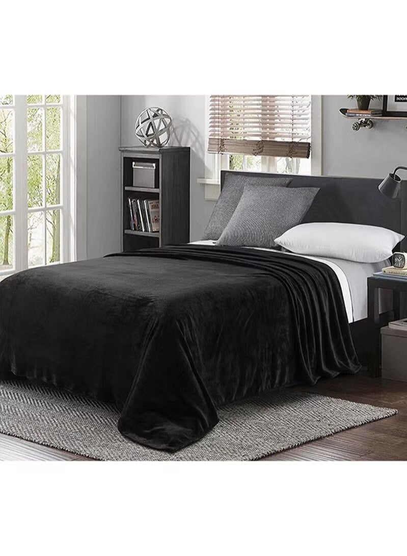 Moon Flannel and Microfiber Sofa Blanket Luxury Black Throw Blanket Neferine Size Lightweight and Comfortable for Bed and Sofa Super Soft and Warm Solid Black Color  - Image 5