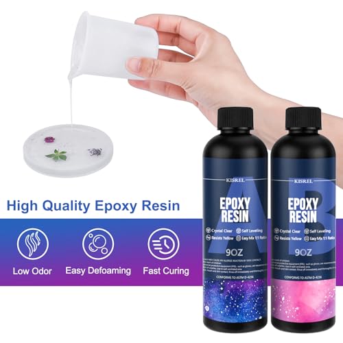 KISREL Epoxy Resin Kit for Beginners, Resin Kit with Molds, 18OZ Epoxy Kit with Dried Flowers, Measuring Cups and Resina Supplies - Image 4