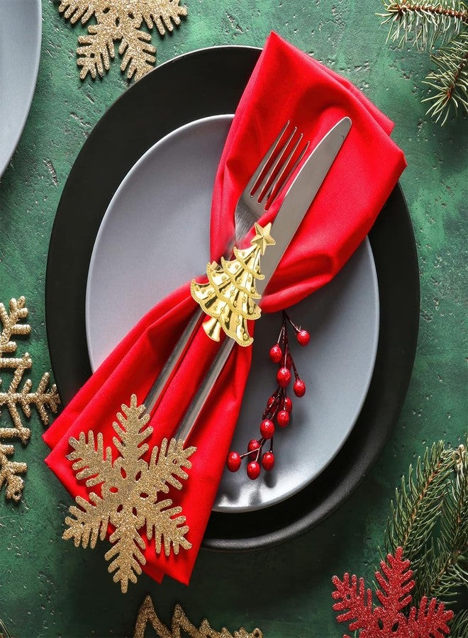 AUOCATTAIL Christmas Tree Napkin Rings Set of 6, Gold Metal Xmas Tree Shape Napkin Holder Rings Napkin Buckles for Xmas Holiday Party Dinner Wedding Table Decoration (Gold) - Image 3