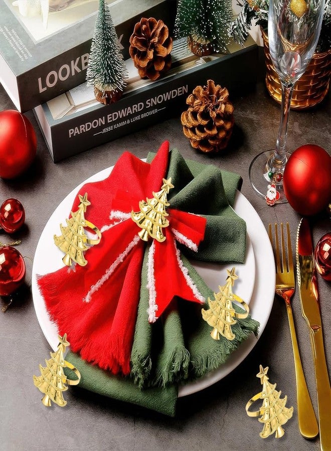 AUOCATTAIL Christmas Tree Napkin Rings Set of 6, Gold Metal Xmas Tree Shape Napkin Holder Rings Napkin Buckles for Xmas Holiday Party Dinner Wedding Table Decoration (Gold) - Image 4