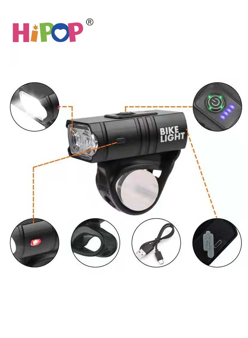 HIPOP Bike Light Super Bright Bicycle Light, 6 Modes USB Rechargeable Bike Headlight & Tail Light Set, Waterproof Safety Bike Front & Rear Light for Road, Mountain, Night Riding - Image 2