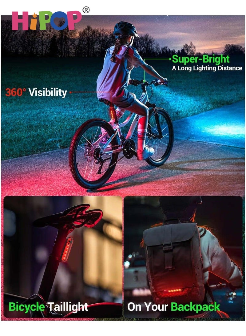 HIPOP Bike Light Super Bright Bicycle Light, 6 Modes USB Rechargeable Bike Headlight & Tail Light Set, Waterproof Safety Bike Front & Rear Light for Road, Mountain, Night Riding - Image 5