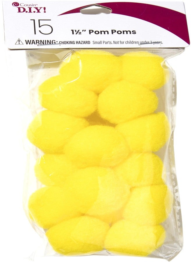 Cousin DIY Yellow 1.5 inch Poms, 15 Pack - Image 2