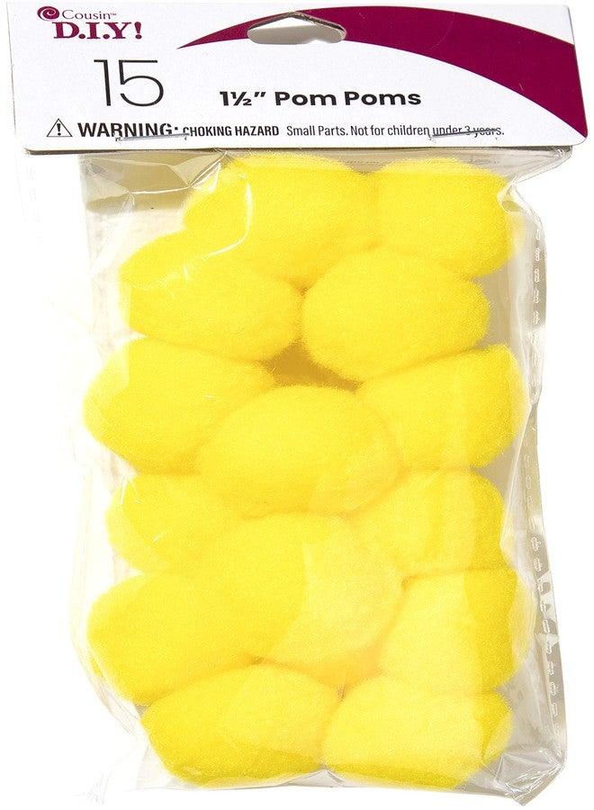 Cousin DIY Yellow 1.5 inch Poms, 15 Pack - Image 1