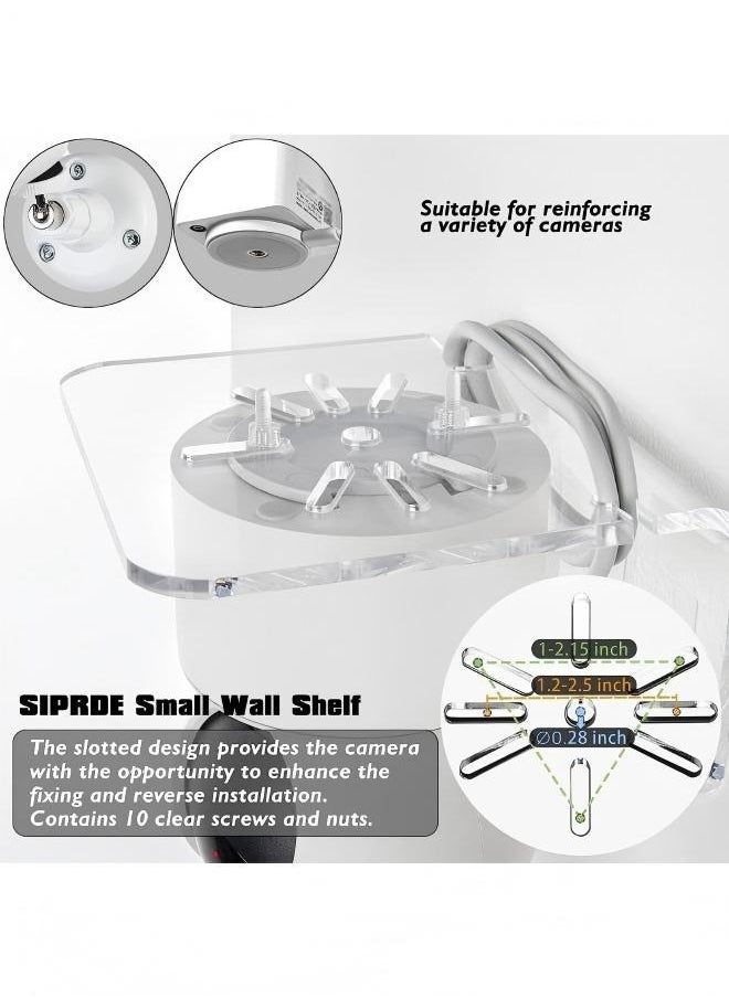 XICEN - Acrylic Small Wall Shelf Set of 3 for Security Cameras Speakers Baby Monitors More 4 Universal Adhesive Shelf Easy to Install No Drill, with Cable Clips - Image 1