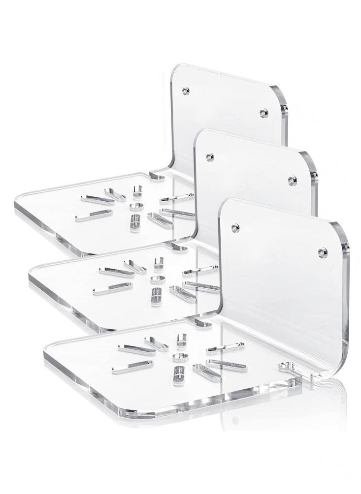 XICEN - Acrylic Small Wall Shelf Set of 3 for Security Cameras Speakers Baby Monitors More 4 Universal Adhesive Shelf Easy to Install No Drill, with Cable Clips - Image 1