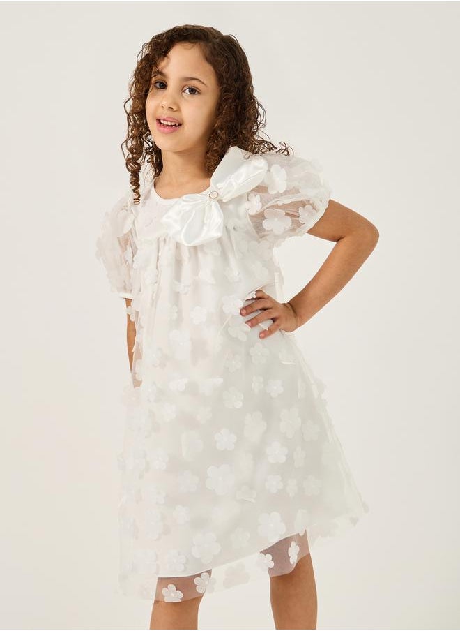 Styli Flower Applique Mesh Insert Dress  - Image 2