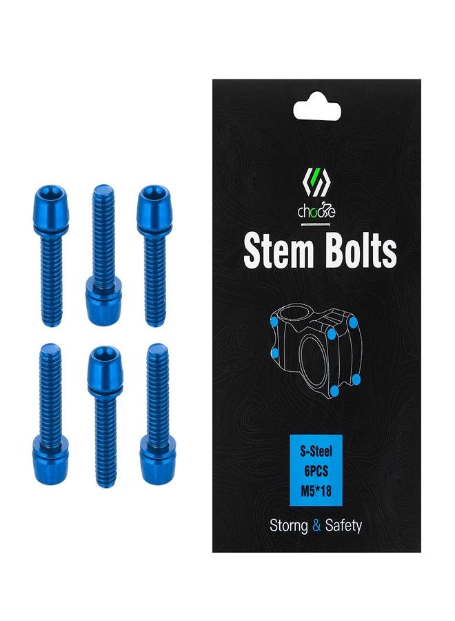 CNC Bike Stem Bolts，Stem Bolts for BMX/MTB/Road Bike with Washers,Blue - Image 1