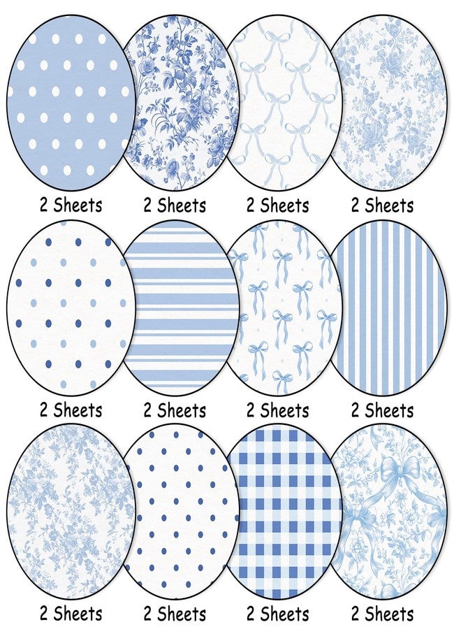 وولاين ورق Whaline ذو 24 ورقة بنقشة زهور وأقواس، أزرق مخطط ومنقط، ورق خاص لسجل القصاصات، ذو وجهين، مناسب للأعمال اليدوية، وصنع البطاقات، وتزيين ألبومات الصور، مقاس 6 × 6 بوصة - Image 3
