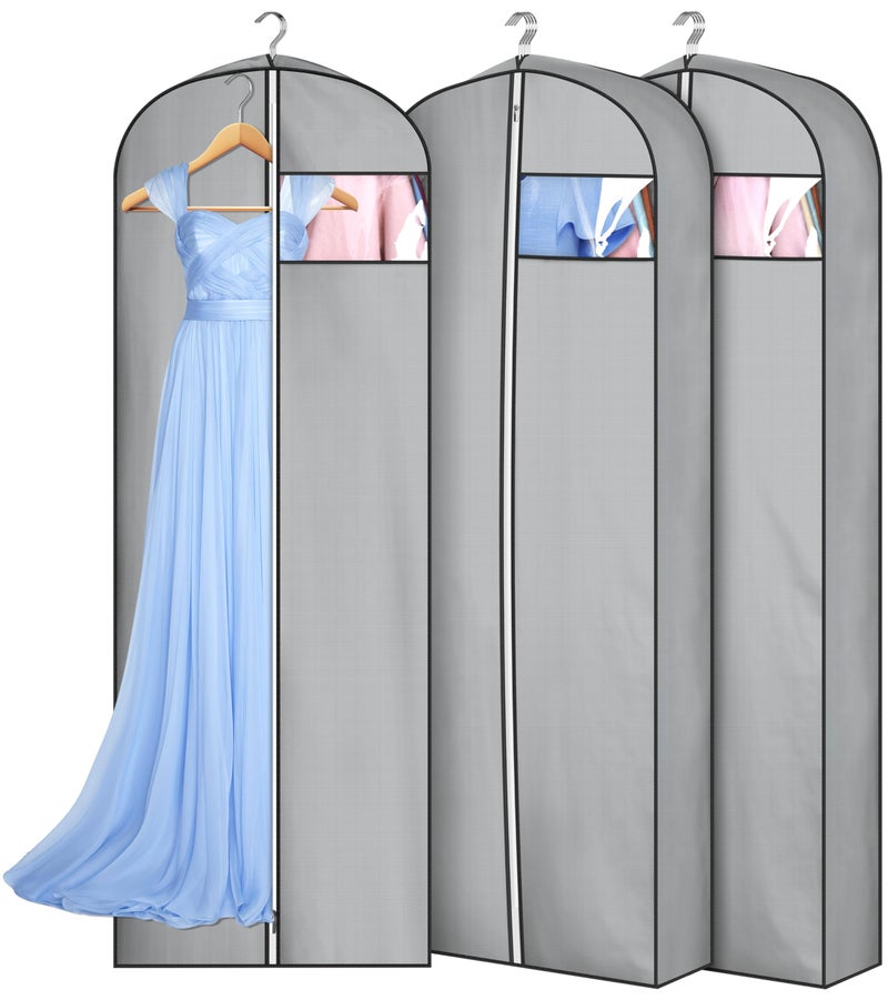 MISSLO 4 Gusseted Garment Bags for Hanging Clothes 65 Dress Bags for Gowns Long Waterproof Dress Cover for Closet Hanging Clothes Storage Bag 3 Packs