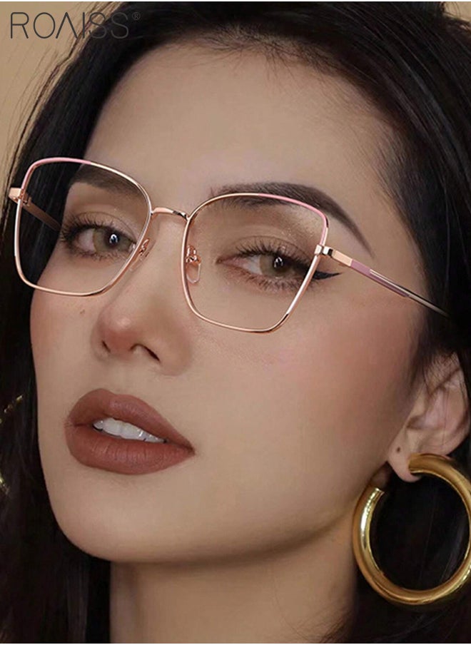 roaiss Women's Blue Light Blocking Sunglasses Anti UV and Glare Blue Light Filter Computer Glasses Cat Eye Color Changing Anti Eyestrain Headache Eyewear Gold and Pink  - Image 2