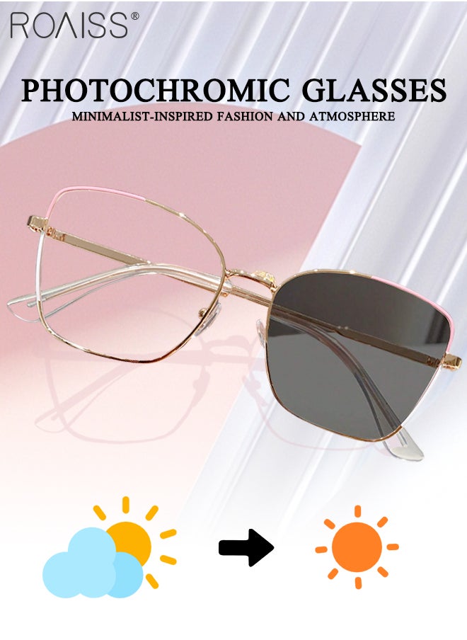 roaiss Women's Blue Light Blocking Sunglasses Anti UV and Glare Blue Light Filter Computer Glasses Cat Eye Color Changing Anti Eyestrain Headache Eyewear Gold and Pink  - Image 3