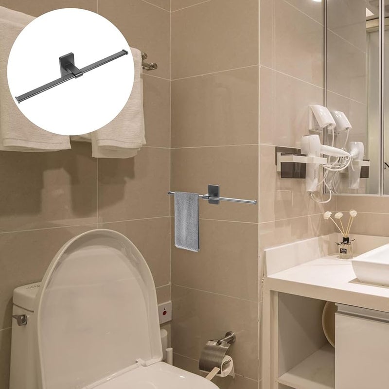 Matte Gunmetal Wall Mount Towel Rack No Drill Bathroom Kitchen Organizer Space Saving Storage Bar - Image 4
