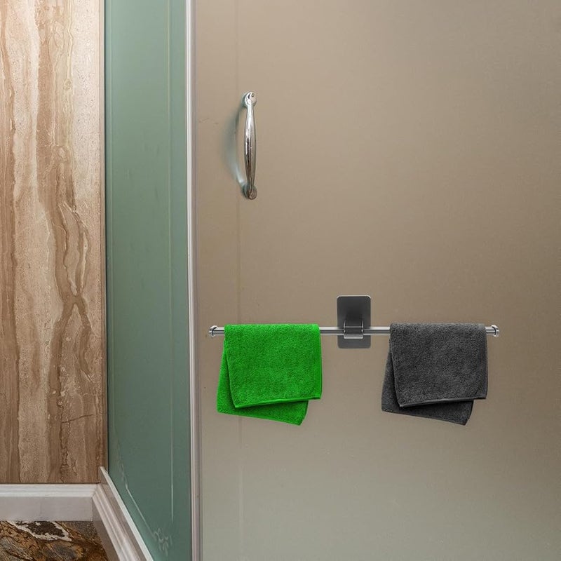 Matte Gunmetal Wall Mount Towel Rack No Drill Bathroom Kitchen Organizer Space Saving Storage Bar - Image 5