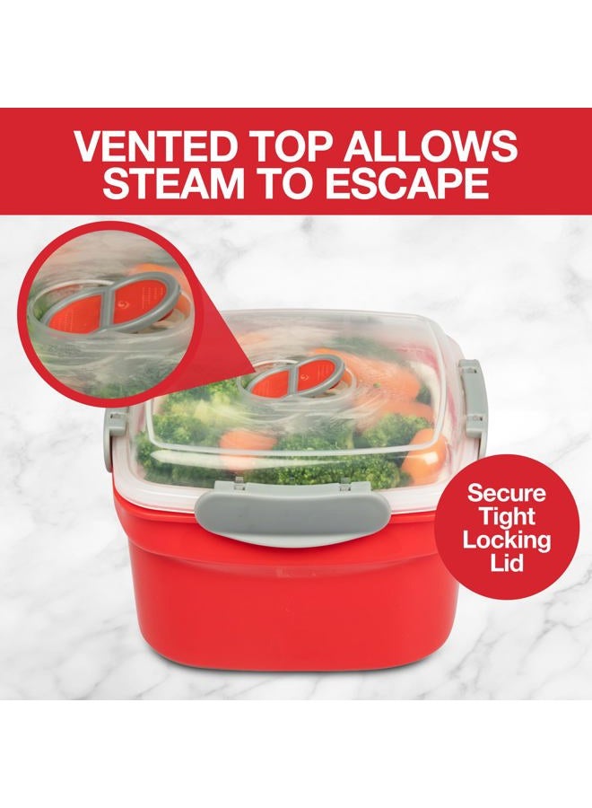 Good Cooking 2 Pack of Microwave Cookware Steamers - 3 Piece Microwave Cooker w Container, Removable Strainer and Locking Steam Vent Lid- BPA Free, Fridge and Freezer Safe | 1.3 Liters, 6x6x4 Inches - Image 3
