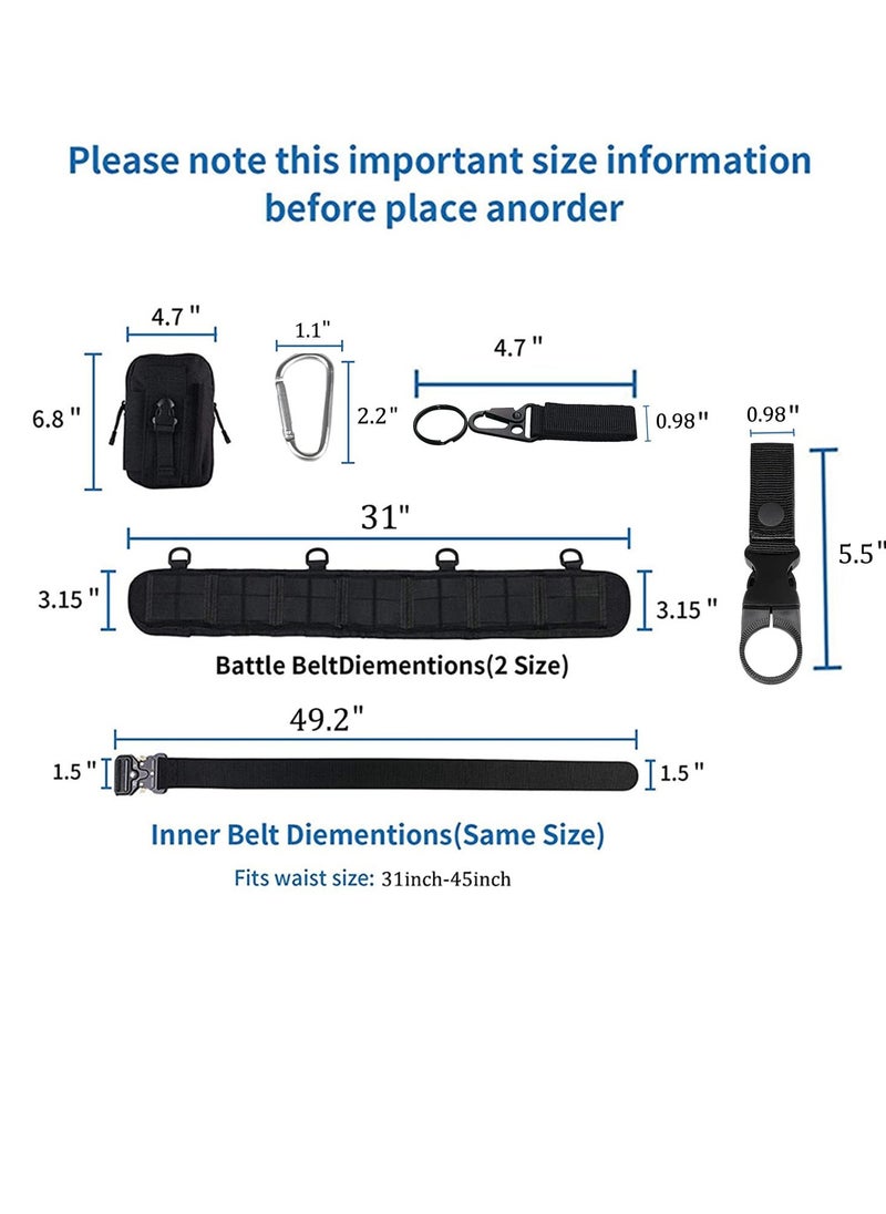 Bluejw - 5-Piece Set Tactical Battle Belt Set,Slim Airsoft Molle Belt With Metal Buckle For Shooting Hunting,War Belt Game Belts And Bags Safe Life Defense Belts,Molle Pouch Included - Image 1