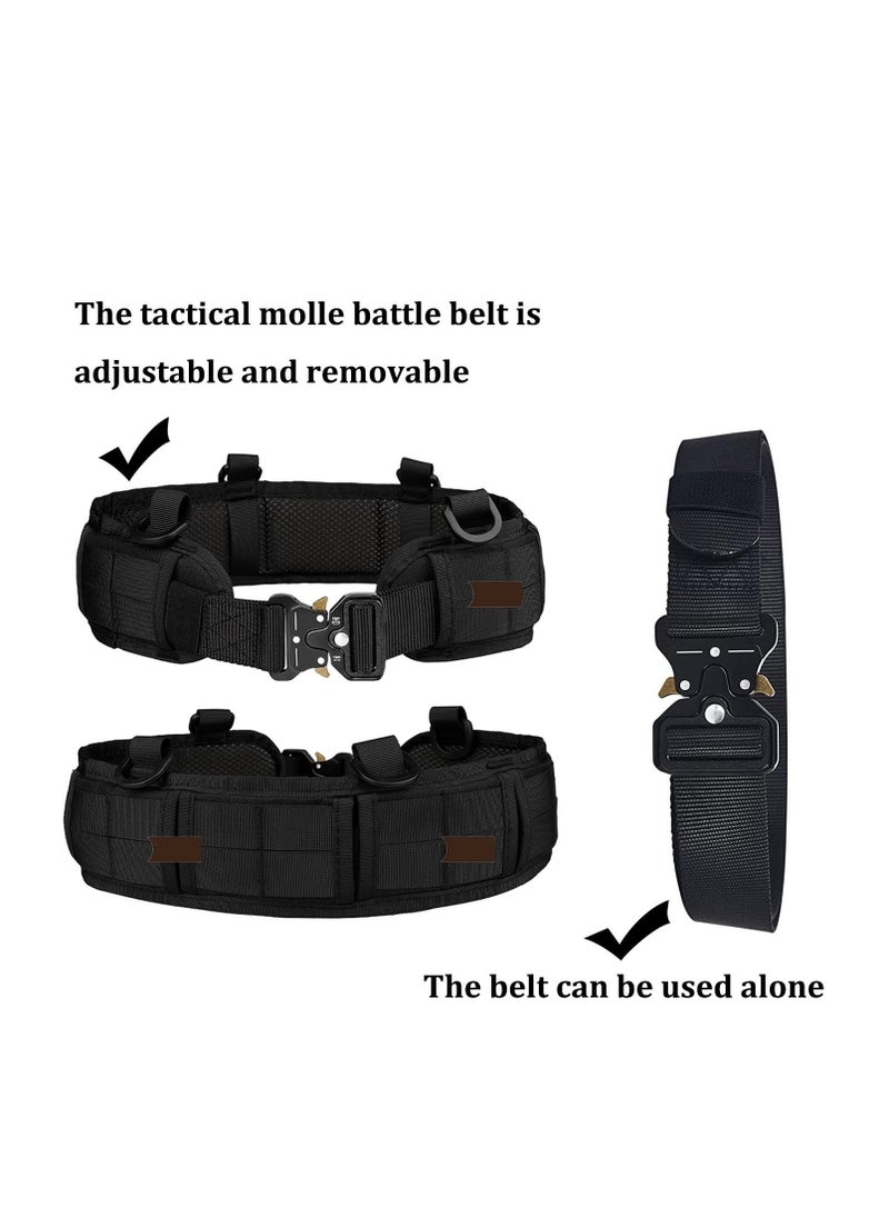 Bluejw - 5-Piece Set Tactical Battle Belt Set,Slim Airsoft Molle Belt With Metal Buckle For Shooting Hunting,War Belt Game Belts And Bags Safe Life Defense Belts,Molle Pouch Included - Image 1