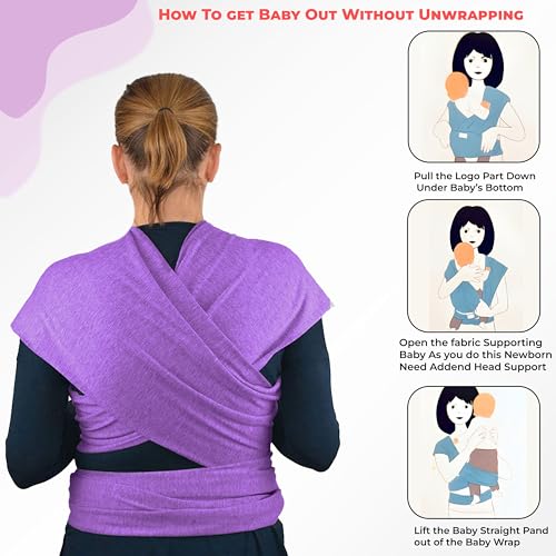Bembika Adjustable Hands-Free Baby Sling Carrier Baby Wrapping Cloth for New Born with Comfortable Carrying Positions Lightweight & Travel Friendly Foldable Baby Wraping Cloth-(Pink) - Image 5