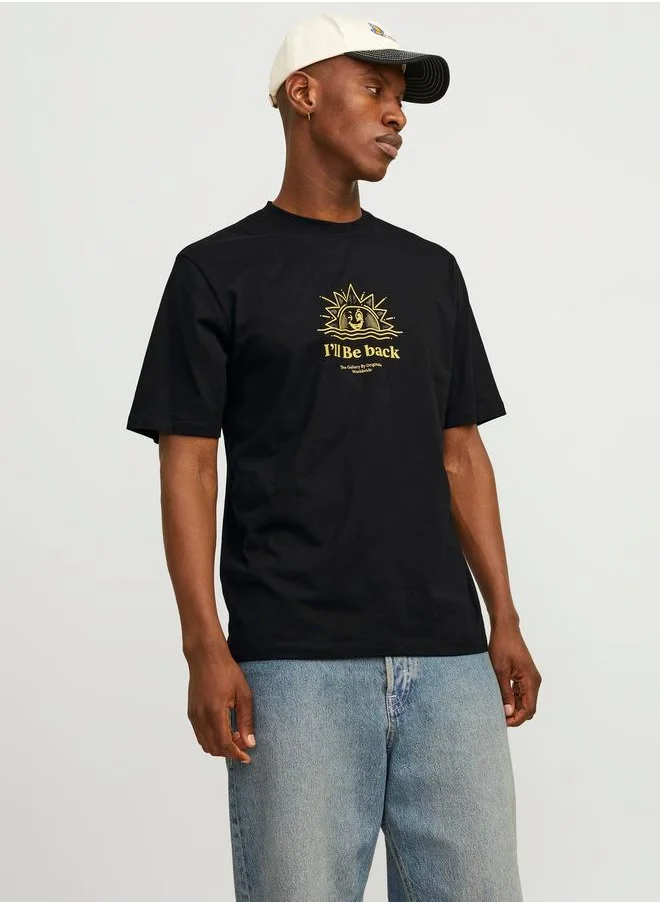 JACK & JONES Printed Crew Neck Combed Jersey T-Shirt
