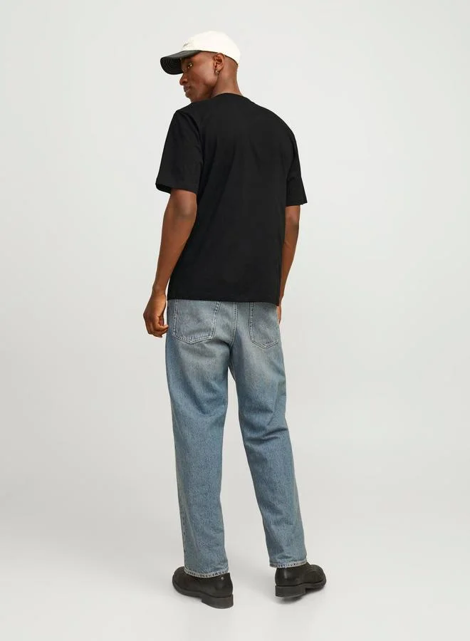 جاك اند جونز Jack & Jones Printed Crew Neck Combed Jersey T-Shirt
