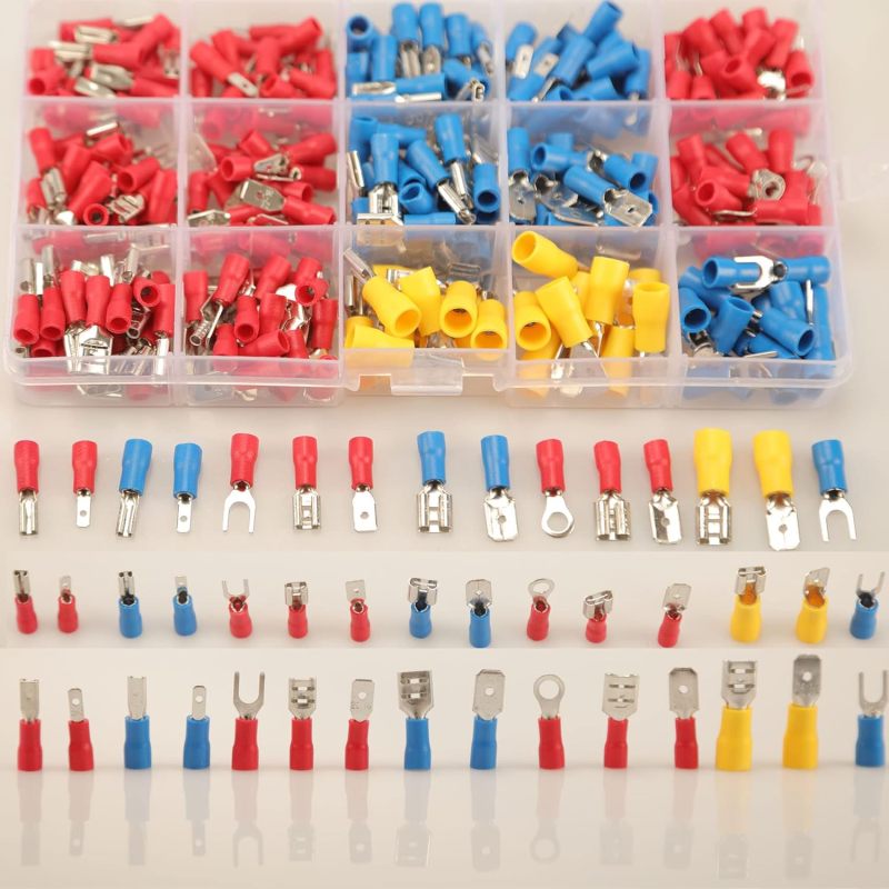 Crimp Terminals 280 Pcs 15 Types AWG 22-10 Flame-Retardant PVC Insulation - Tinned Copper Antioxidant Ring Spade Male Female Connectors for Domestic Automotive Electrical Repairs - Image 3