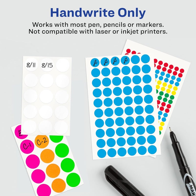 AVERY Color-Coding Removable Labels, 3/4 Inch Round Stickers, Assorted Neon Colors, Non-Printable, 315 Labels Per Pack, 36 Packs, 11,340 Dot Stickers Total (6733) - Image 4