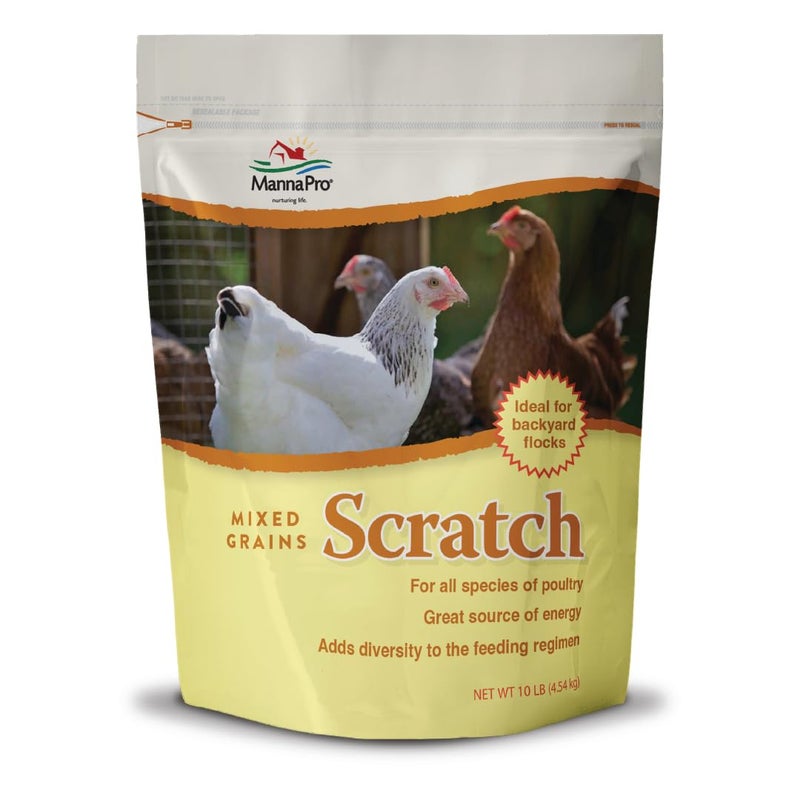 Manna Pro Ultimate chicken Scratch Feed, Nutrient-Rich Scratch Grain Treat for Chickens and Poultry, Natural Multigrain Blend for Backyard Flocks and Laying Hens, Made in USA, 10 lb Bag - Image 1
