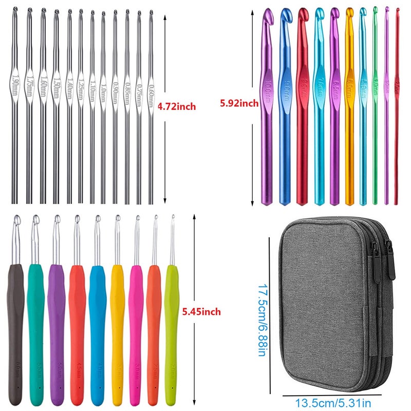 Weabetfu 102pcs Crochet Hooks Set Crochet Hook Kit with Case Ergonomic Crochet Needles for Arthritic Hands and Crochet Accessories Complete Crochet Set for Beginners & Experieced Crochet Lovers - Image 4