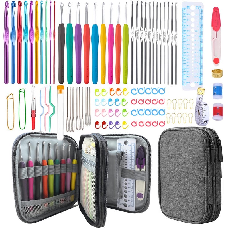 Weabetfu 102pcs Crochet Hooks Set Crochet Hook Kit with Case Ergonomic Crochet Needles for Arthritic Hands and Crochet Accessories Complete Crochet Set for Beginners & Experieced Crochet Lovers - Image 1