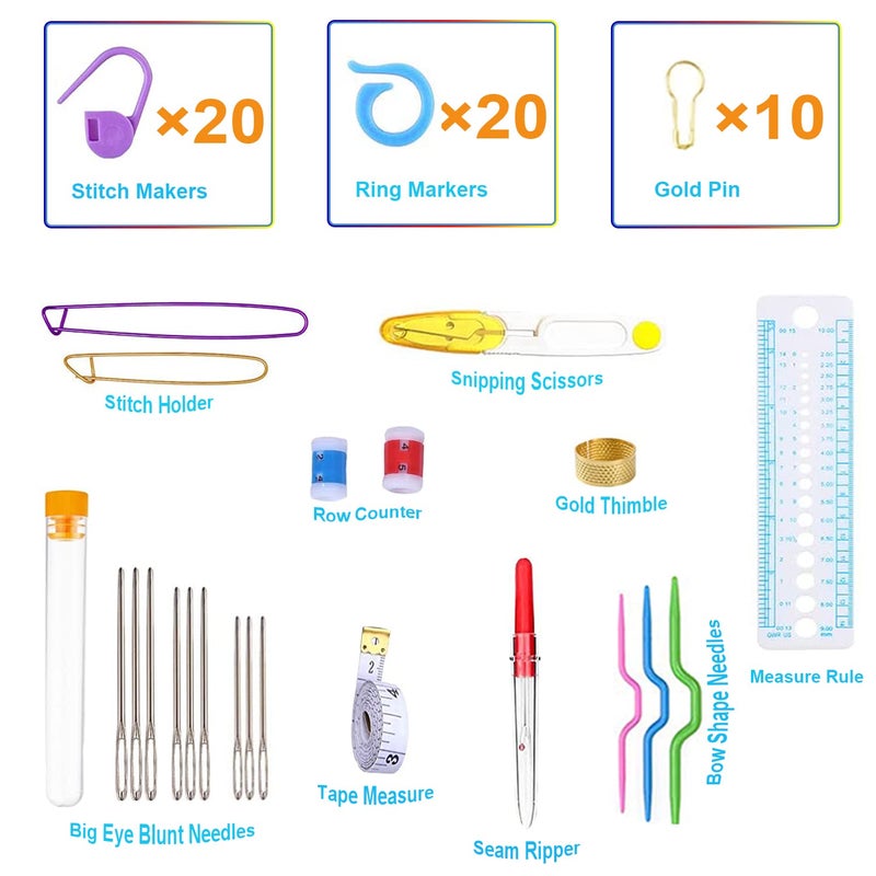 Weabetfu 102pcs Crochet Hooks Set Crochet Hook Kit with Case Ergonomic Crochet Needles for Arthritic Hands and Crochet Accessories Complete Crochet Set for Beginners & Experieced Crochet Lovers - Image 5