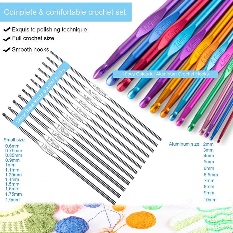 Weabetfu 102pcs Crochet Hooks Set Crochet Hook Kit with Case Ergonomic Crochet Needles for Arthritic Hands and Crochet Accessories Complete Crochet Set for Beginners & Experieced Crochet Lovers - Image 3