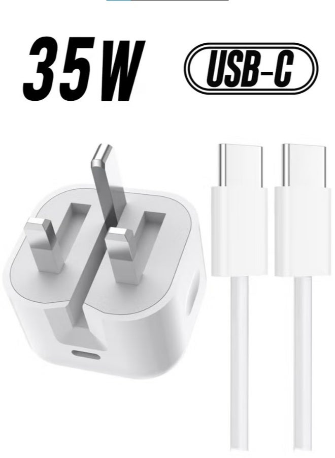 35W USB-C Fast Charger with USB-C Cable, UK Plug, for iPhone 16/15 Pro max/15 Pro/15 plus/15, Samsung S24 and all USB C mobiles / Tabs | WIDGETS MATRIX - Image 2
