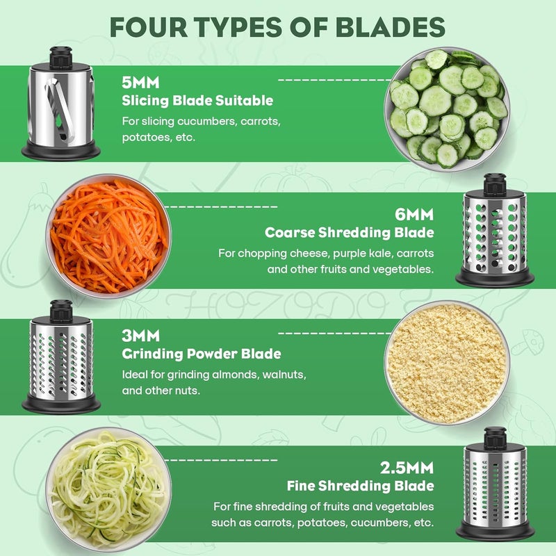 HOZODO Stainless Steel Slicer Shredder Attachment for KitchenAid Stand Mixer, Includes Cheese Grater,Grinding Powder,Vegetable Slicer Shredder for KitchenAid cheese grater attachments with 4 Blades by - Image 4
