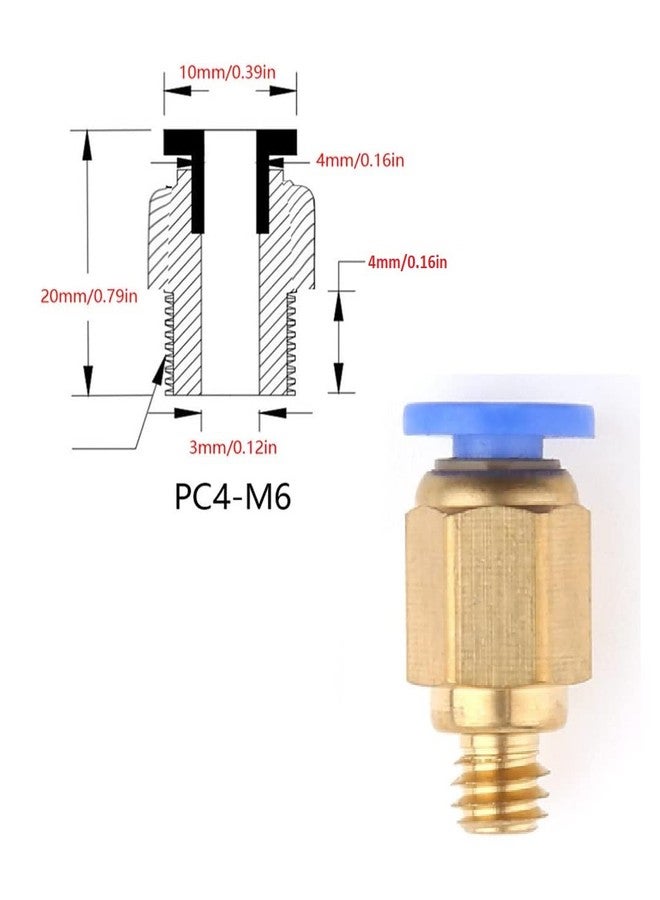 INVENTO 10Pcs PC4-M6 6mm Threaded Pneumatic Fitting Connector for 4mm OD Tube 3D Printer Extruder Bowden Ender 3 - Image 2