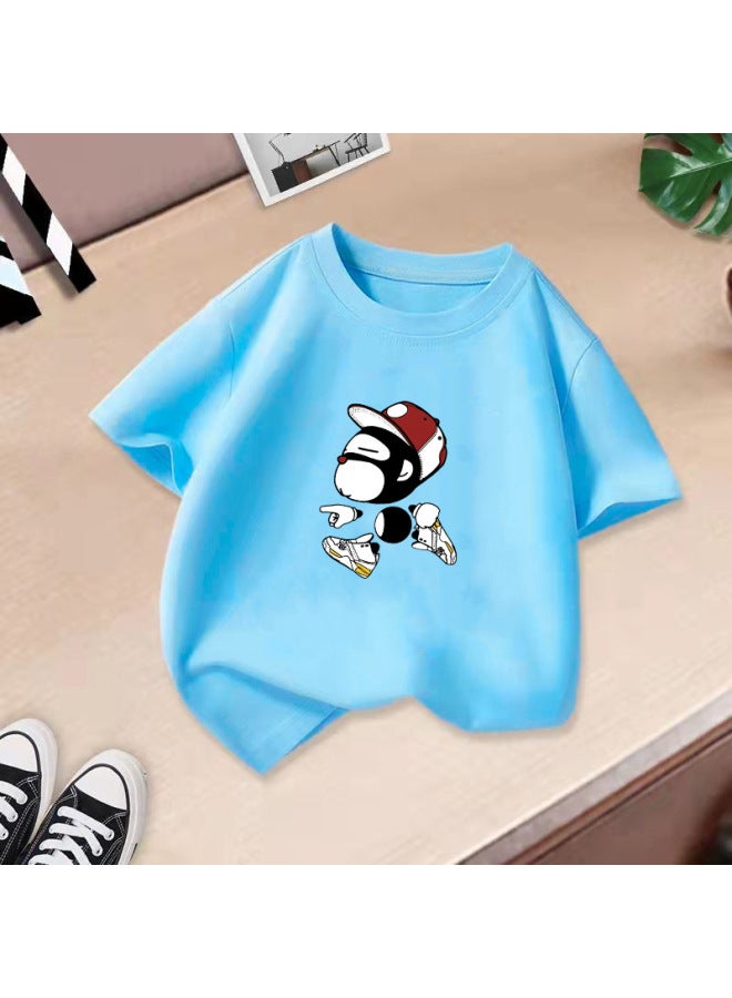 Children's Round Neck Short Sleeve Summer New Boys And Girls Fashion Trend T-shirt Baby Top Base Layer Kids Clothing