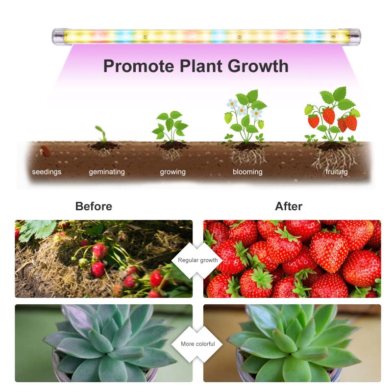 FREGENBO LED Grow Lights Strips for Indoor Plants with Auto ON & Off Timer, T5 Sunlike Full Spectrum Grow Lights Bar Growing Lamps for Greenhouse Shelves Hydroponics Succulent, 4 Dimmable Levels - Image 4