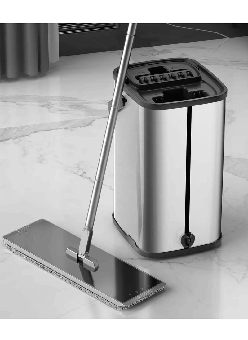 ALMUFARREJ - 360 Degree Flat Rotating Microfiber Mop And Bucket Set Multicolour - Image 1