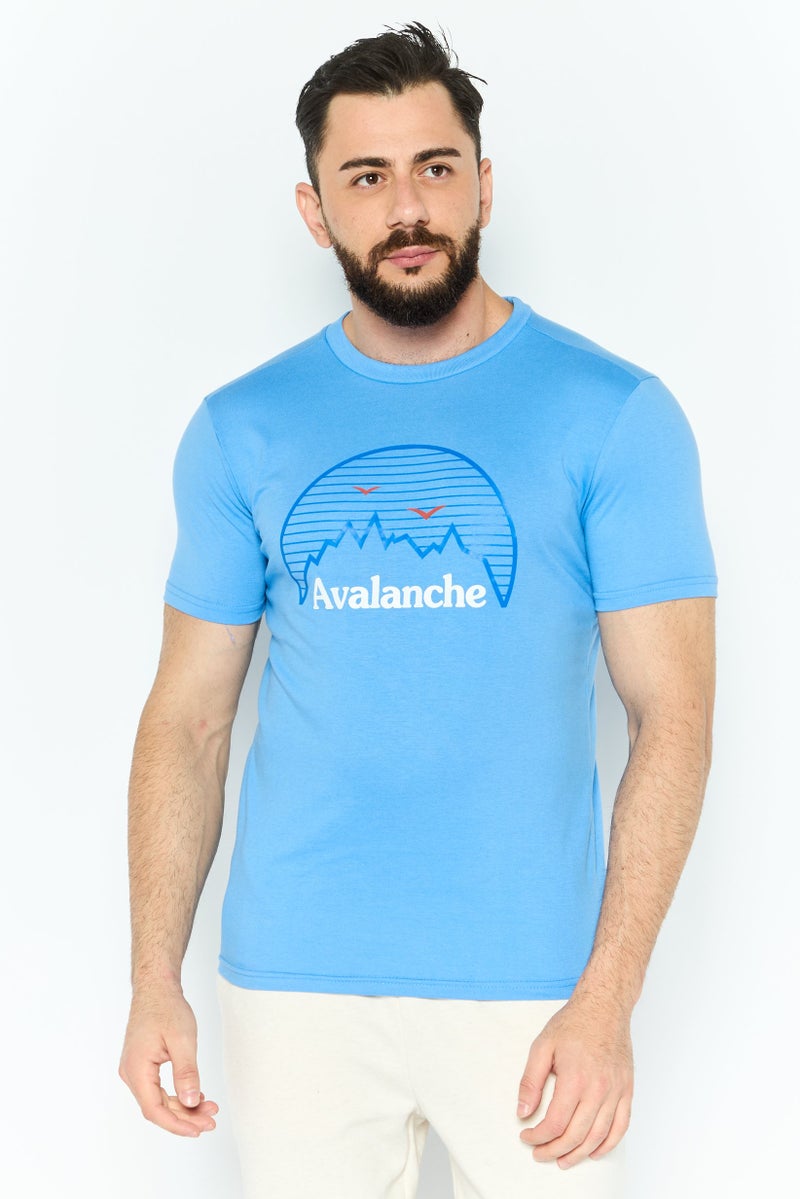 Avalanche Men Sportswear Fit Short Sleeves Outdoor T-shirt, Blue - Image 1