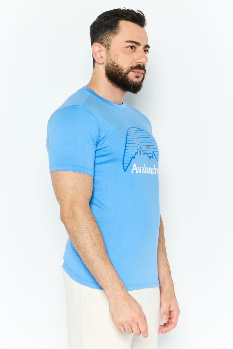 Avalanche Men Sportswear Fit Short Sleeves Outdoor T-shirt, Blue - Image 2
