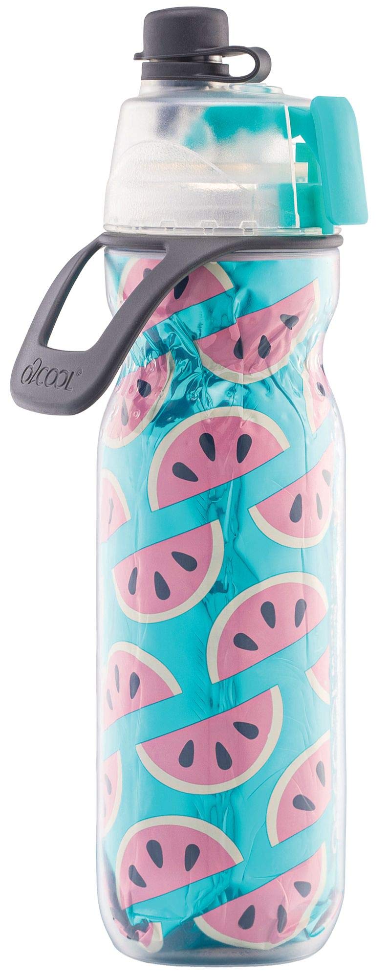 O2COOL Mist 'N Sip Misting Water Bottle 2-in-1 Mist And Sip Function With No Leak Pull Top Spout Reusable Sports Water Bottle - 20 oz (Watermelon) - Image 1