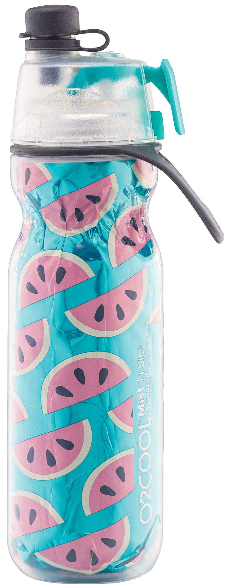 O2COOL Mist 'N Sip Misting Water Bottle 2-in-1 Mist And Sip Function With No Leak Pull Top Spout Reusable Sports Water Bottle - 20 oz (Watermelon) - Image 2