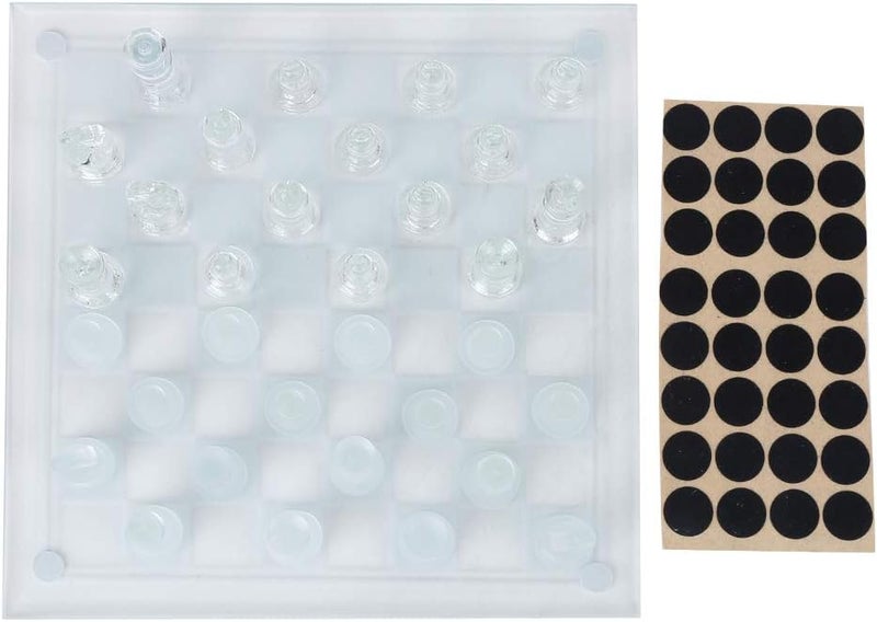 woobles Chess Set, 25x25cm Dull Polish Glass Crystal International Chess 1 Checkerboard and 32 Chessman - Image 1