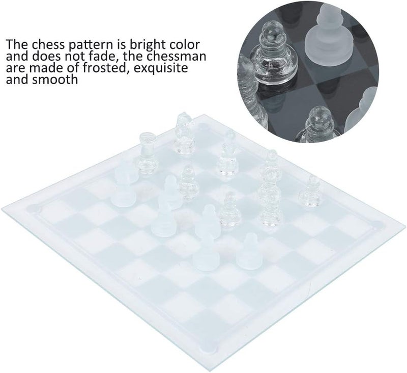 woobles Chess Set, 25x25cm Dull Polish Glass Crystal International Chess 1 Checkerboard and 32 Chessman - Image 5