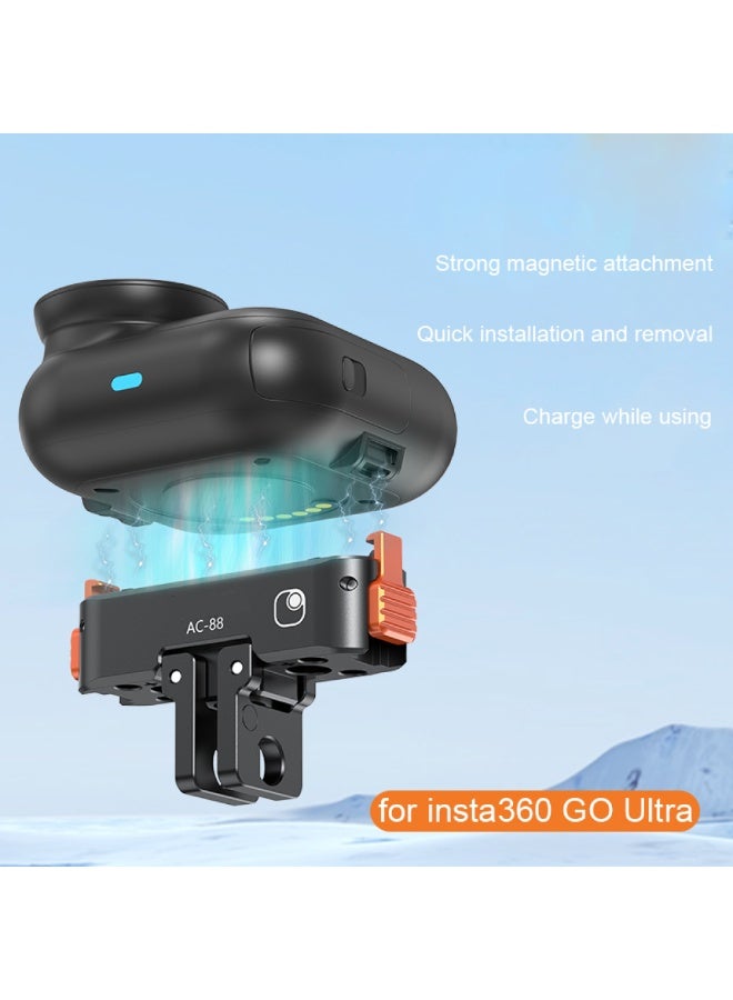 Aluminum Alloy Quick Release Charging Mount with Magnetic Attachment Type C Port 1/4 Screw Adapter for Insta360 GO Ultra - Image 3