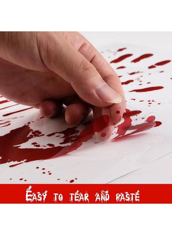 KOSIMI Halloween Decorations, 8 Sheet/95Pcs Halloween Bloody Handprint Footprint Wall Decal Floor Clings, Horror Handprint Home Pvc Halloween Decoration Window Stickers - Image 5