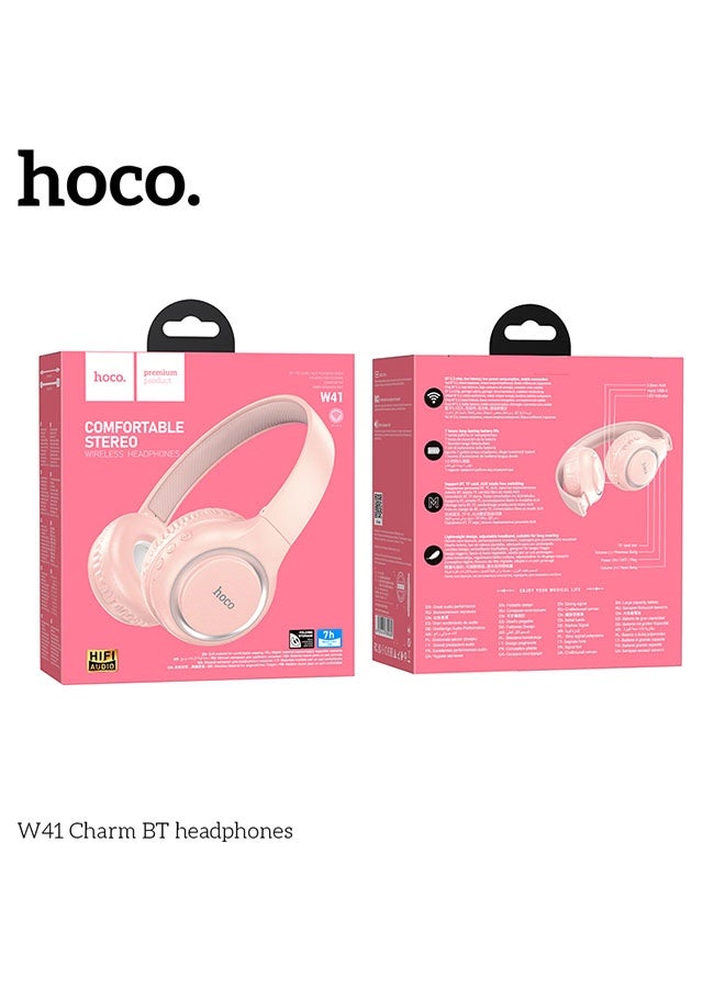 هوكو. سماعات W41 تشارم اللاسلكية والسلكية (وردية) - Image 4