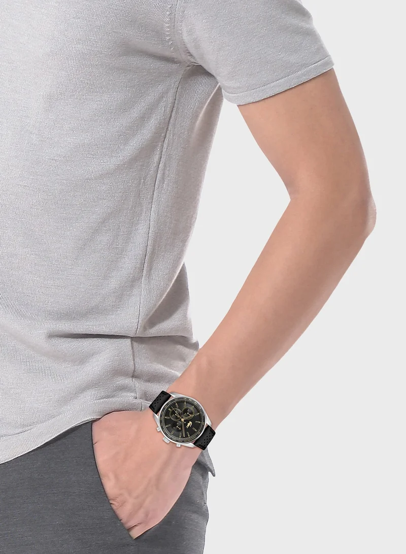 Lacoste  Boston Collection Chronograph Quartz Watch For Men With Black Leather Strap - 2011379 for Men | Best Price UAE