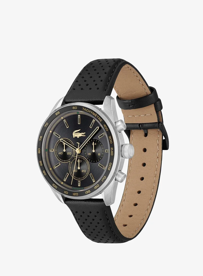 Lacoste  Boston Collection Chronograph Quartz Watch For Men With Black Leather Strap - 2011379 for Men | Best Price UAE